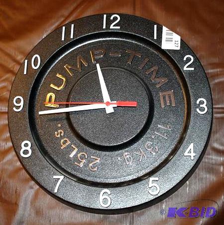 lot 127 image: Pump Time Weight lifting clock 13" diame...