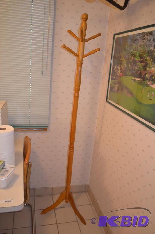 lot 131 image: Wooden coat tree 60" tall...