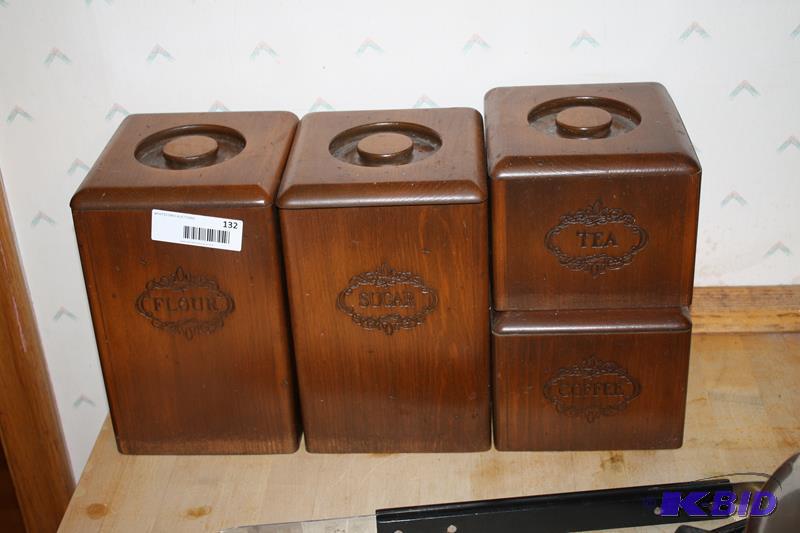 lot 132 image: Vintage wood storage baking containers for su...