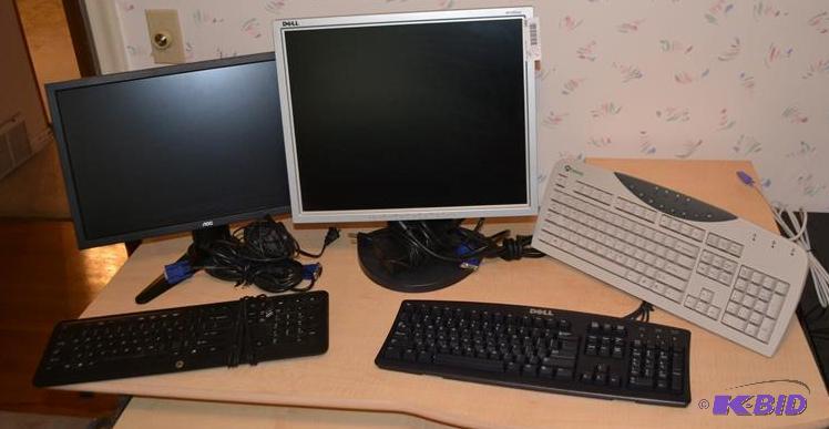 lot 144 image: Dell and ADC LCD Monitors and keyboards...