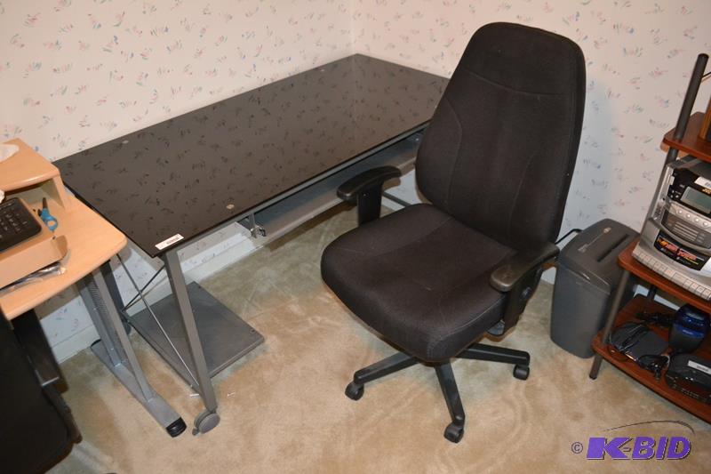 lot 149 image: Glass top desk with chair 56x28"...