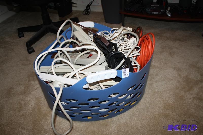 lot 163 image: Large basket of power chords and cables....