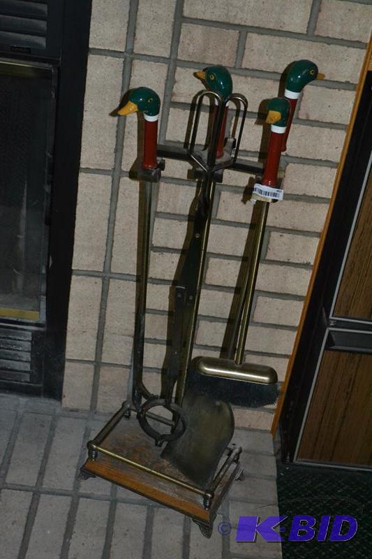 lot 40 image: Awesome Duck head fireplace set with hand car...