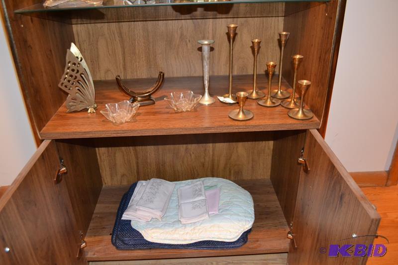 lot 57 image: Group of collectibles - brass candle sticks, ...