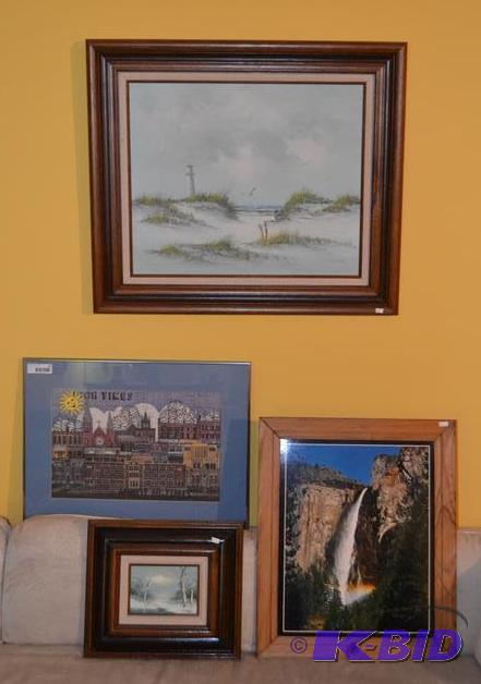 lot 60 image: 2 signed oil paintings & 2 prints. 18x24,...