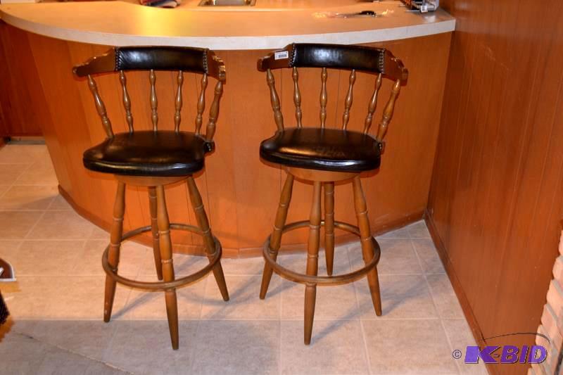 lot 98 image: 2 nice vintage swiveable bar chairs by Authen...