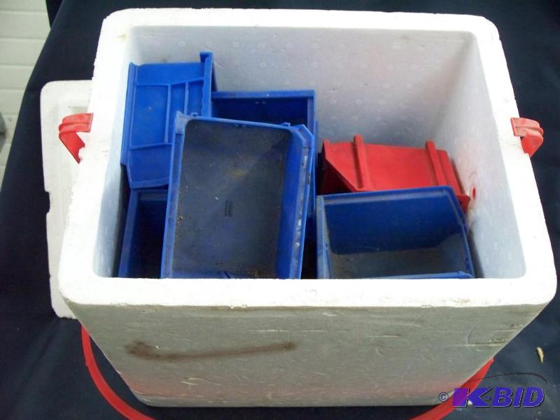 lot 79 image: White cooler with storage containers...