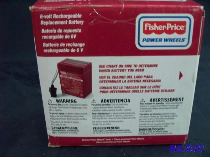 lot 83 image: Fisher Price 6 volt battery (new)...