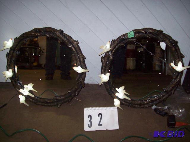 Pair Of 20&quot Lighted Mirrors, 1 Cracked M...