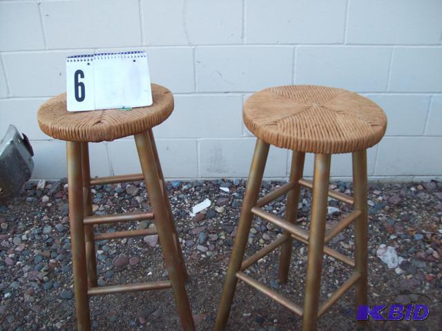 Pair of 29&quot Bar Stools With Wicker Top...