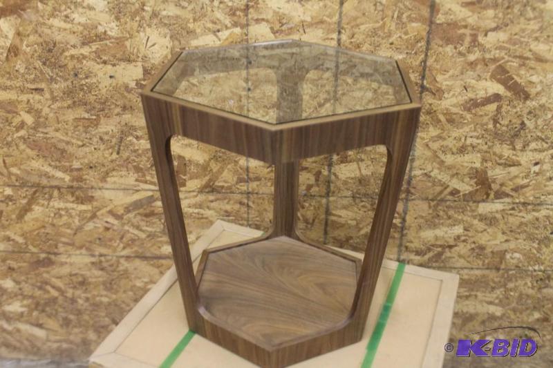 Abbyson Living Marquis Glass Walnut End Table