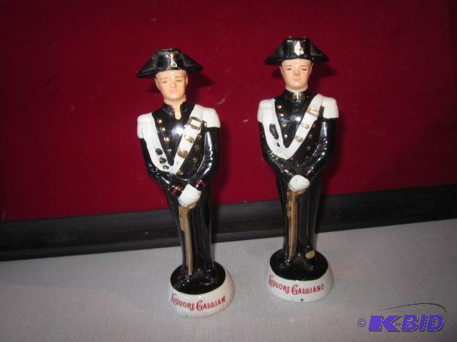 Pair of 10 inch ceramic liquore Galliano bott...