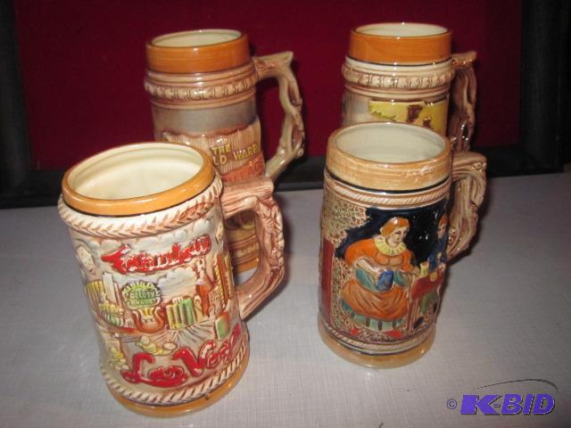 Lot of (4) beer steins.&nbsp...