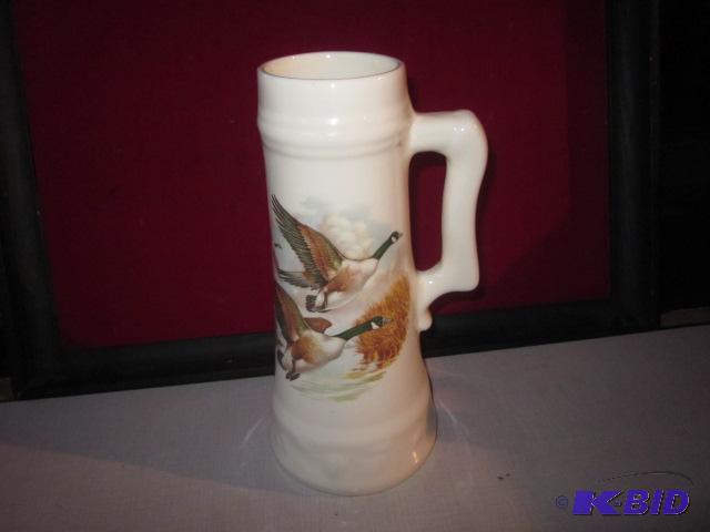 15 inch ceramic beer stein with ducks.&nbsp...