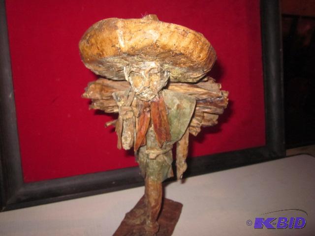 13 inch Mexican paper mache figure, old and e...