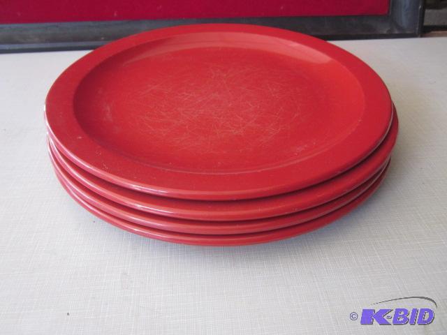 Lot of (4) red Texas Ware 12 inch plates.&nbs...