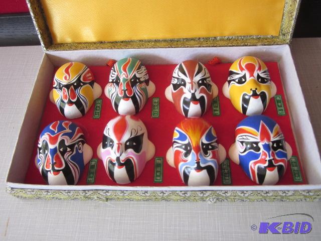 Lot of (8) hand made clay and hand painted Ch...
