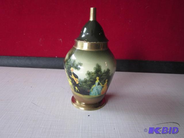 5 inch hand painted brass urn....