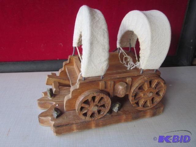 10 inch wooden Enesco wagon art....