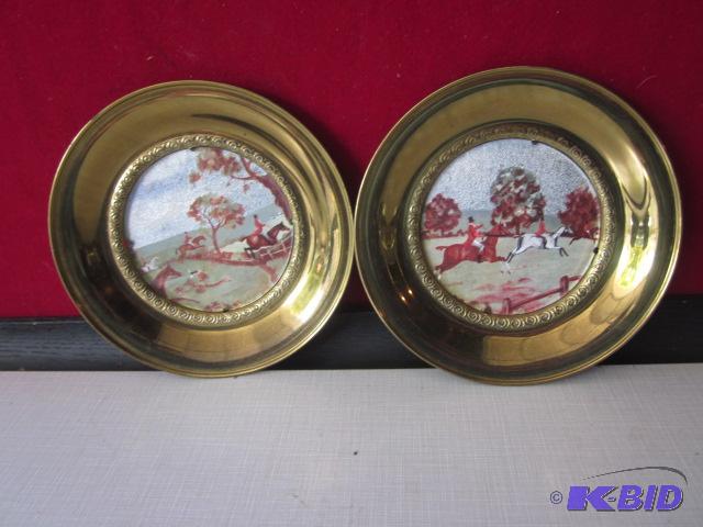 Pair of 6 inch made in England brass plates w...