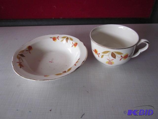 Hall Autumn Leaf cup and bowl, bowl has some ...