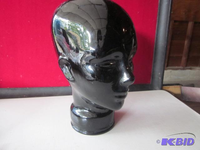 13 inch black glass head decor, mod....