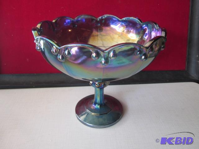 Large 12 inch carnival glass compote, no chip...