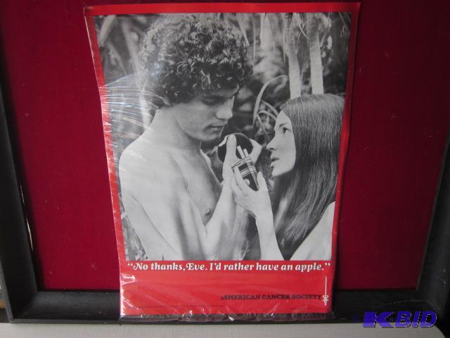 Rare 1971 14 x 17 Anti Smoking poster in plas...