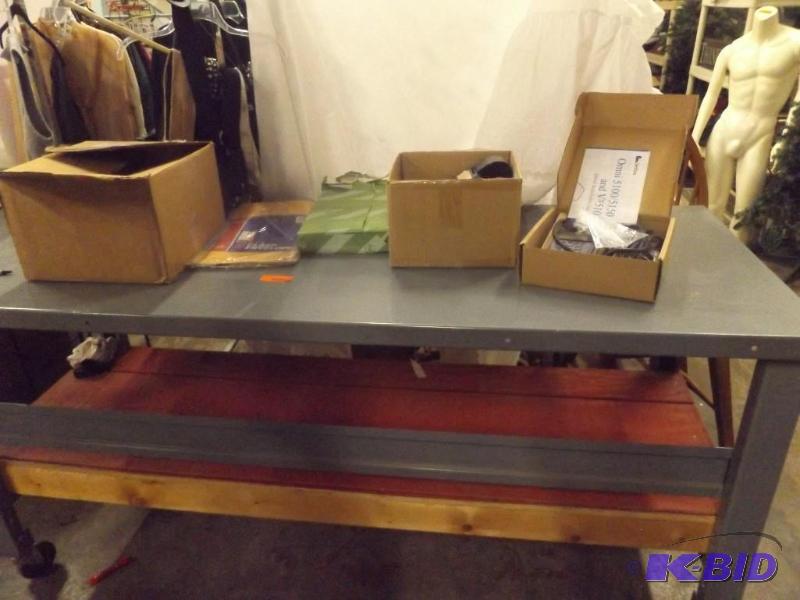Table work surface on wheels, misc office it...