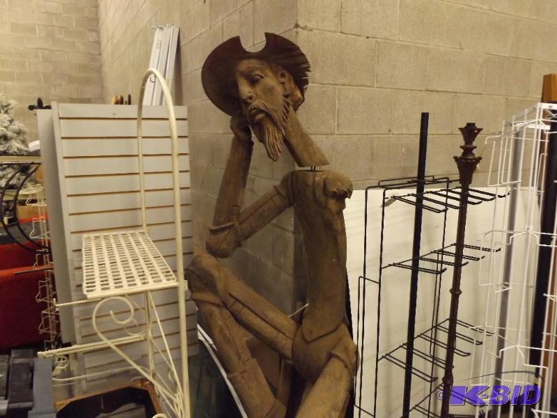 Two Wood Statues, Bishop and Farmer They are ...