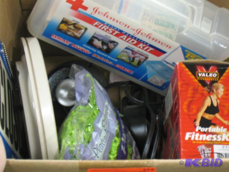 First aid kit, portable fitness kit, lights, ...