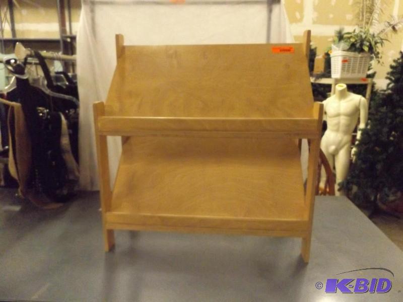 Wood Display or Magazine Rack, slanted shelve...
