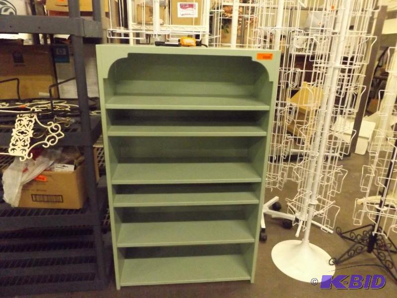 Display Shelving Unit, green painted. 4 tall...