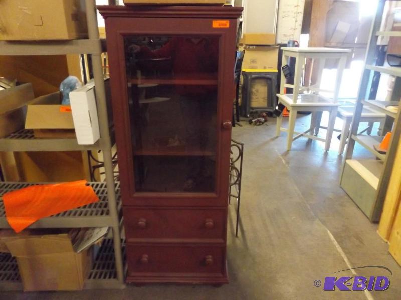 Burgundy StorageDisplay Cabinet, glass door ...