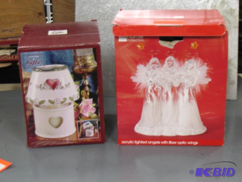 Glass angel figurine, candle warmer...