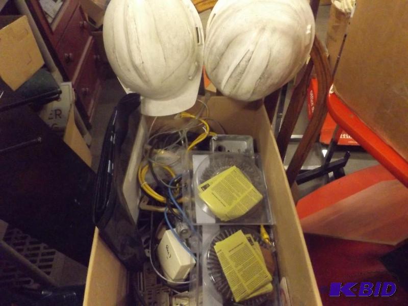 Two Hard Hats, trash bags, grinder brushes, m...