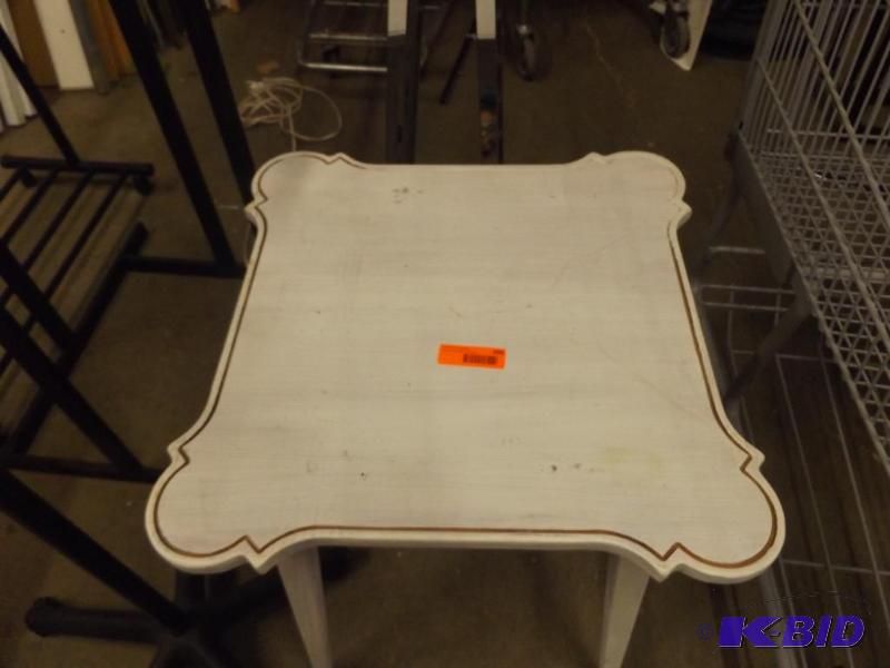 White wooden table, 27 tall x 19 x 19...