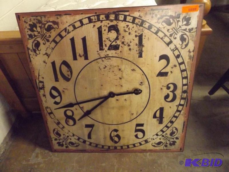 Metal Wall Hung Clock, 32 square. Battery o...