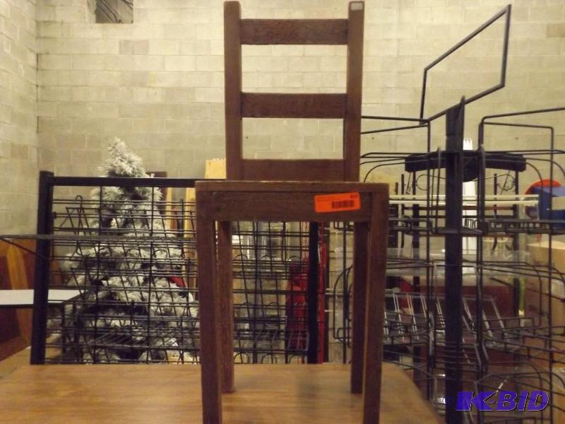 Small wooden childs chair, back comes off. 29...