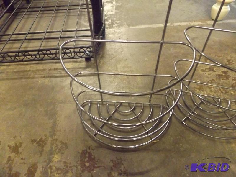 three caddies for storage, metal, 28 tall...