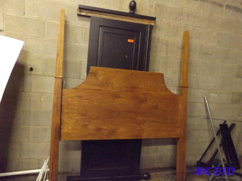 Two Headboards and vanity mirror. Black door ...