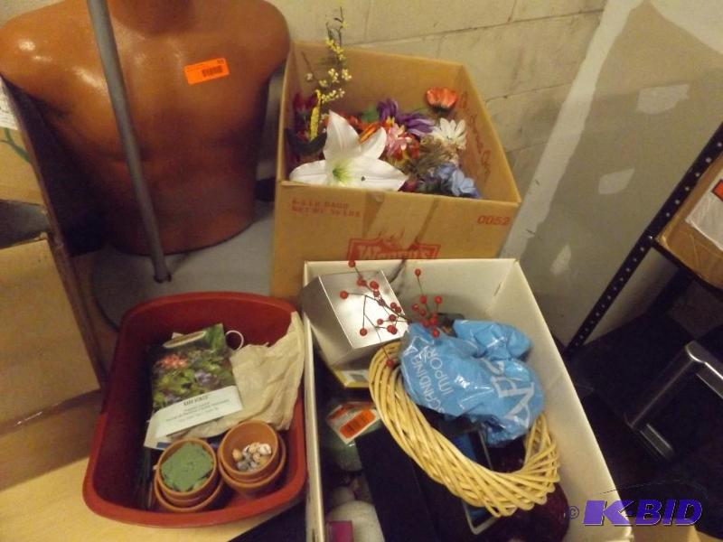 Box of floral items, box of seasonal items...