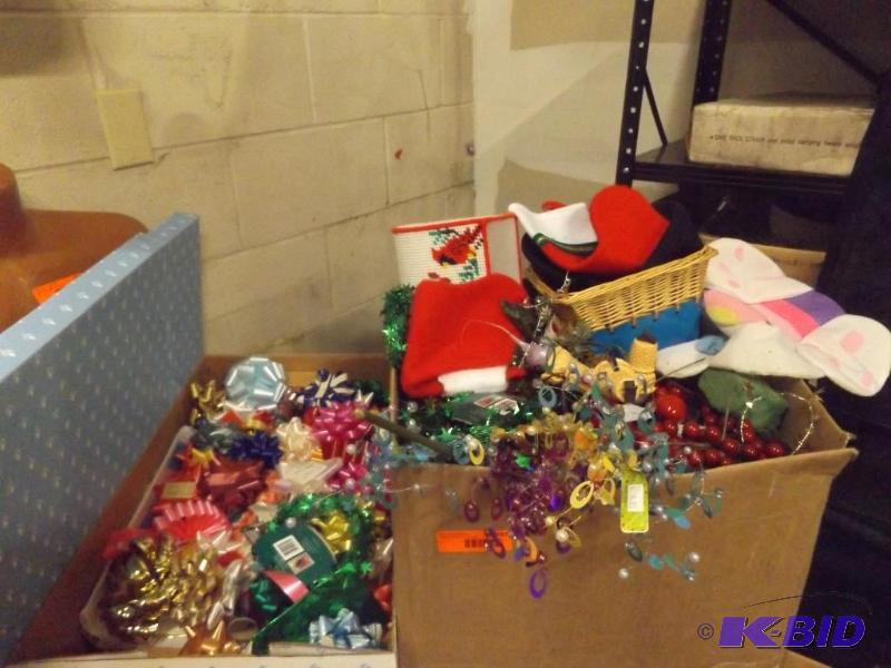 Box of Ribbon and Bows, box of holiday items....