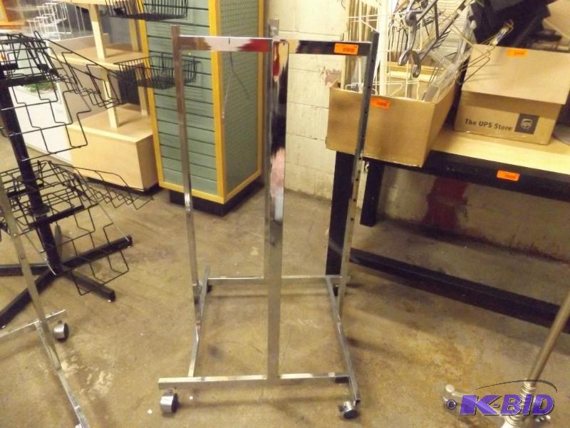 46 tall metal display rack, on wheels...