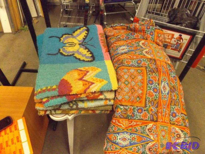 Carpet samples,and a quilt...