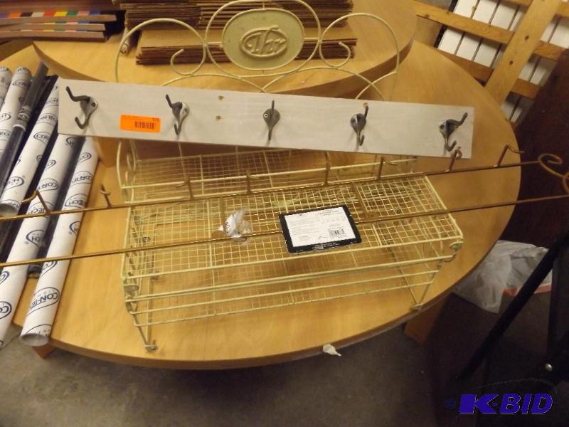 Two coat hook racks and shelf display...