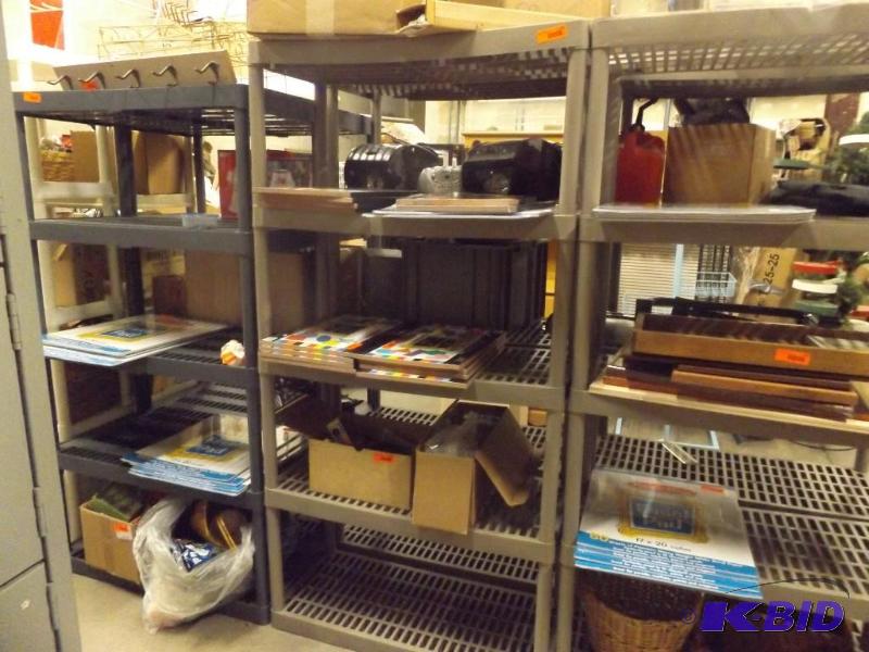 Plastic Shelving Unit, 6 tall. Contents on s...