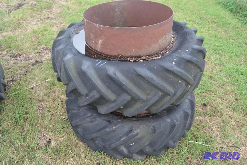 lot 77 image: Tractor tires on dual rim ...