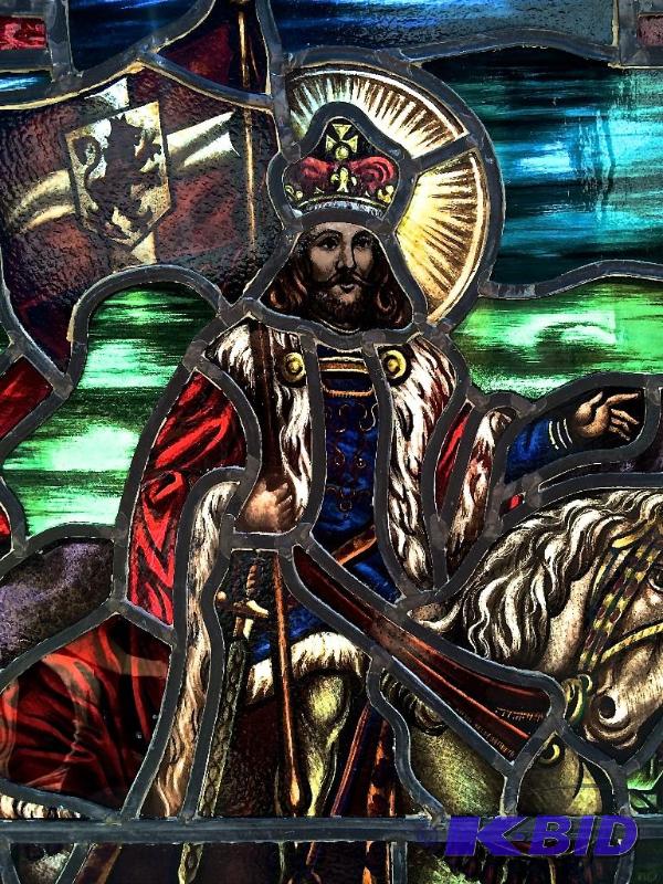 Unbelievable Hand painted Antique stained glass panel