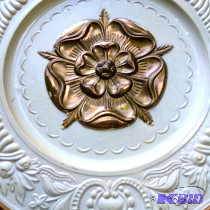 Large decretive embossed tin plates made in England